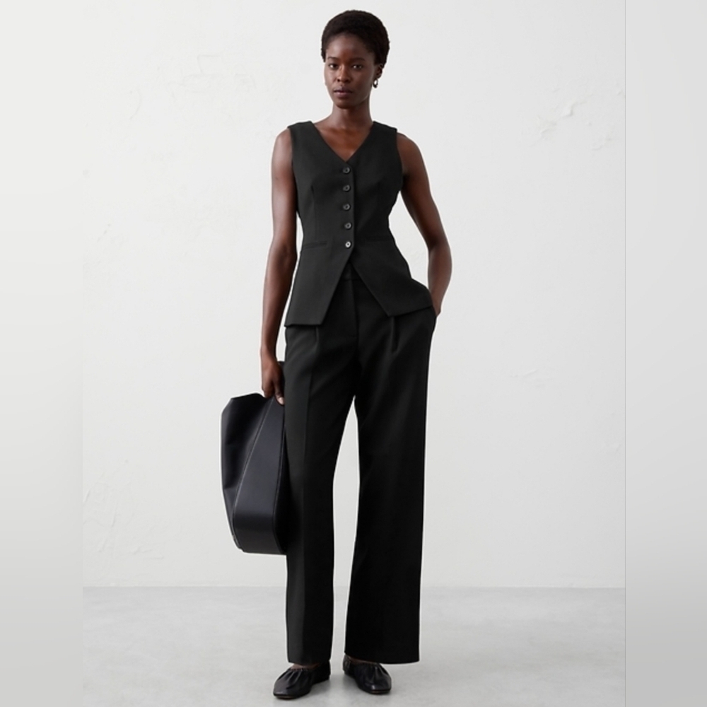 Banana Republic Double Weave Pleated Relaxed Straight Pants 6 PETITE NWT RT$120